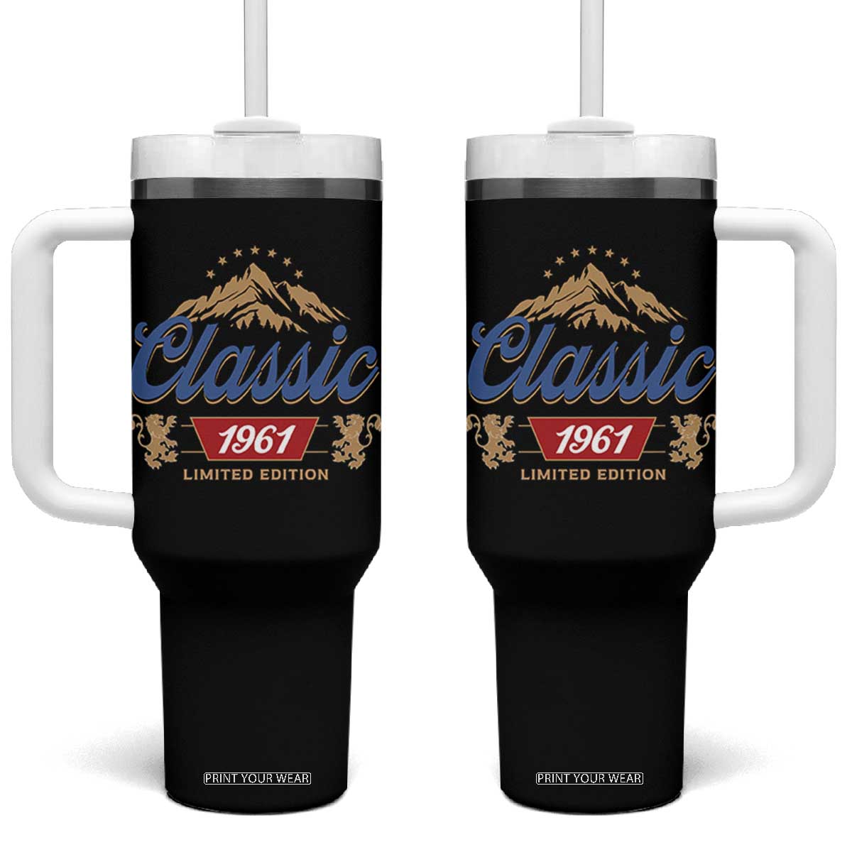 65th Birthday Beer Classic 1961 Limited Edition Tumbler With Handle Funny Gifts for 65 Year Olds