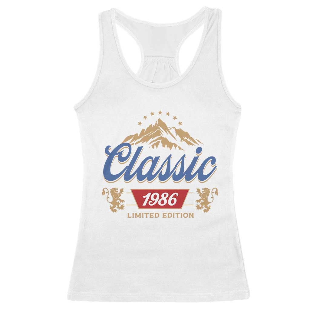 40th Birthday Beer Classic 1986 Limited Edition Racerback Tank Top Funny Gifts for 40 Year Olds