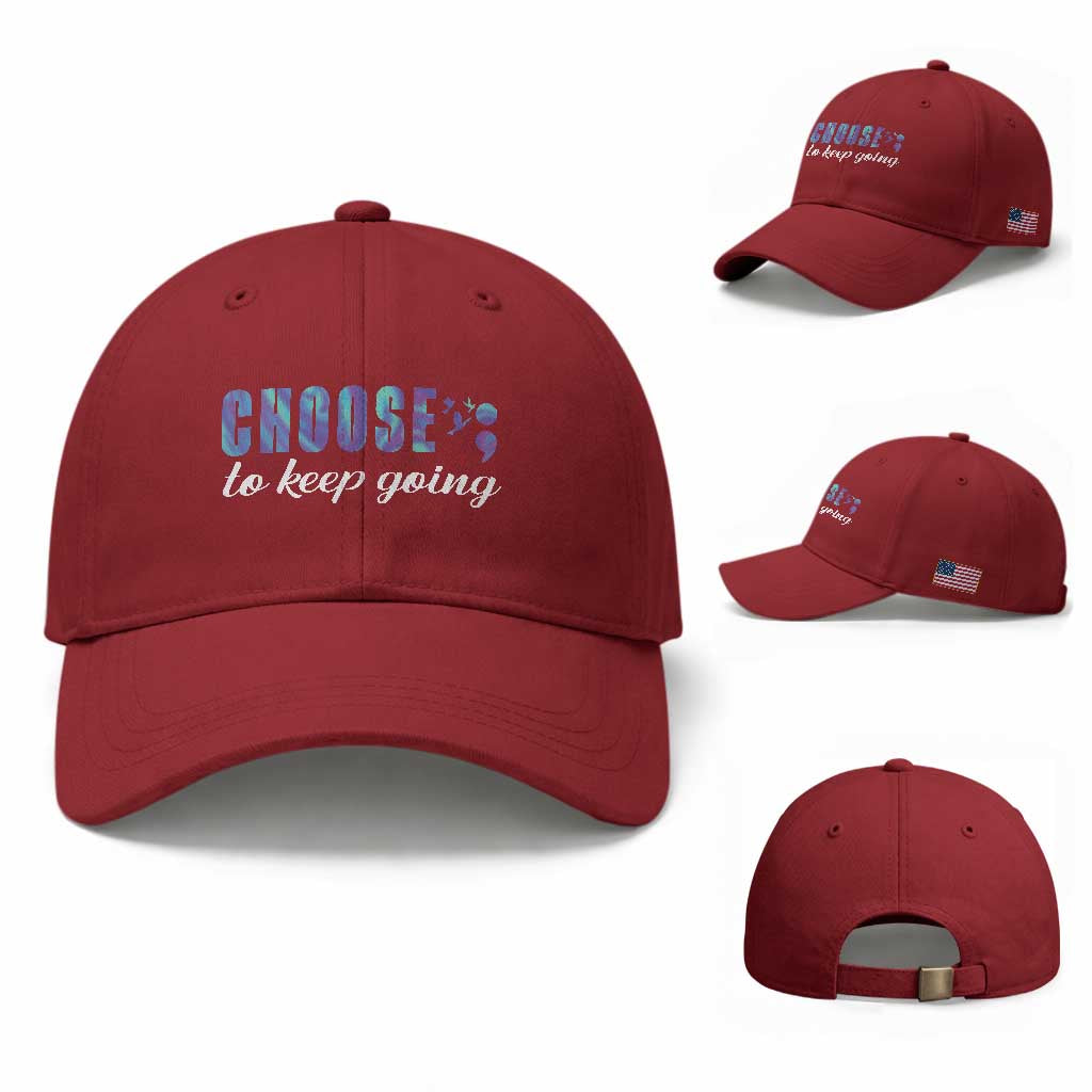 Suicide Prevention Awareness Baseball Cap Choose To Keep Going Semicolon Birds