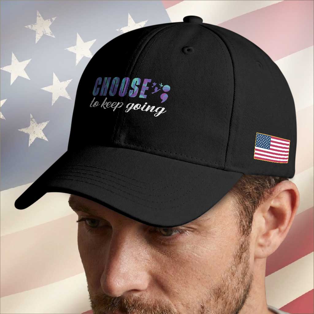 Suicide Prevention Awareness Baseball Cap Choose To Keep Going Semicolon Birds