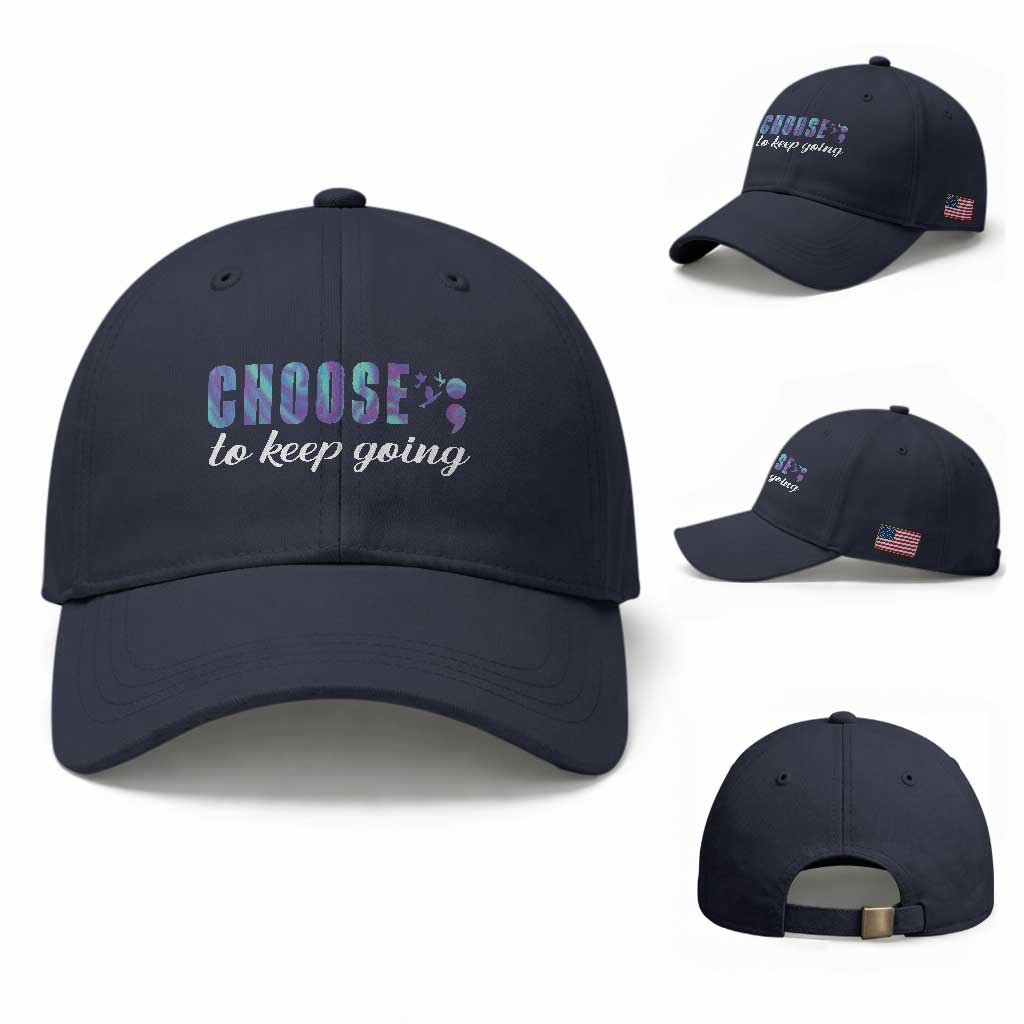 Suicide Prevention Awareness Baseball Cap Choose To Keep Going Semicolon Birds