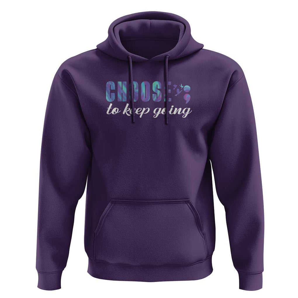 Suicide Prevention Awareness Hoodie Choose To Keep Going Semicolon Birds TS11 Purple Print Your Wear