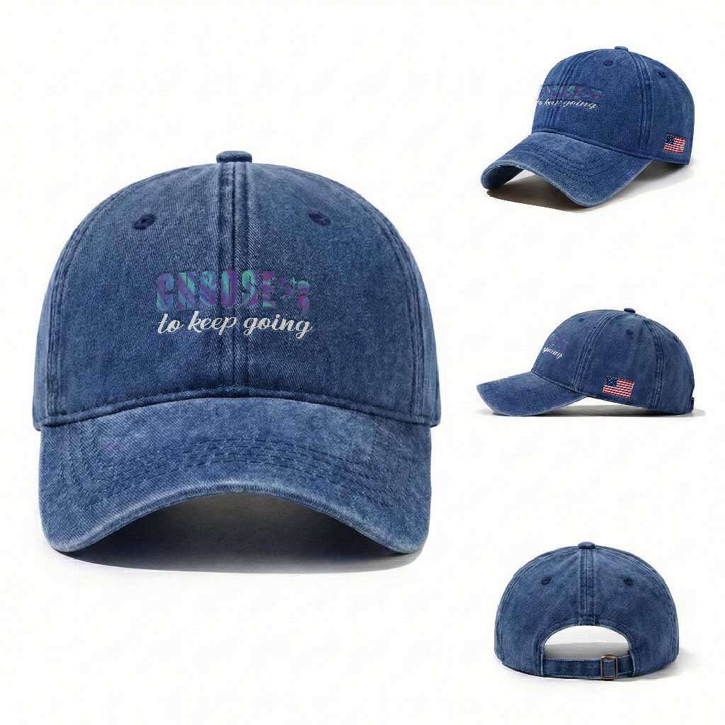 Suicide Prevention Awareness Washed Cotton Baseball Cap Choose To Keep Going Semicolon Birds