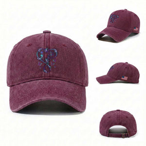 Suicide Prevention Awareness Washed Cotton Baseball Cap Choose Life Love Heart Semicolon Butterfly