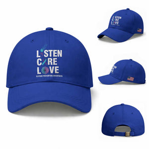 Suicide Prevention Awareness Baseball Cap Listen Care Love Semicolon Bird Flower Ribbon