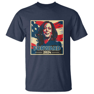 Harris Supporter T Shirt Forward 2024 American Election USA Flag TS11 Navy Print Your Wear
