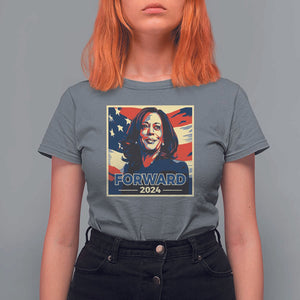 Harris Supporter T Shirt For Women Forward 2024 American Election USA Flag TS11 Charcoal Print Your Wear