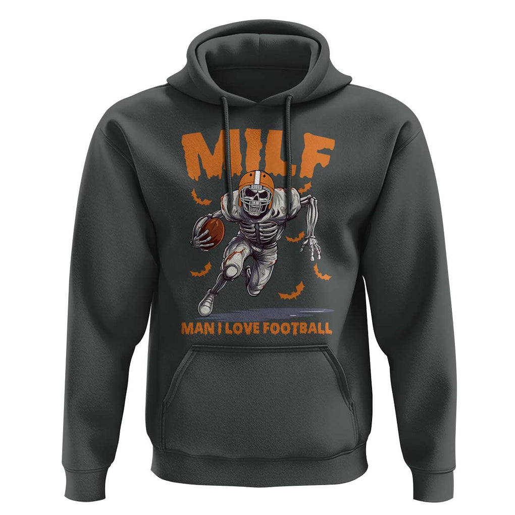 Funny Football Lover Hoodie MILF Man I Love Football Skeleton Player Bat TS11 Dark Heather Print Your Wear