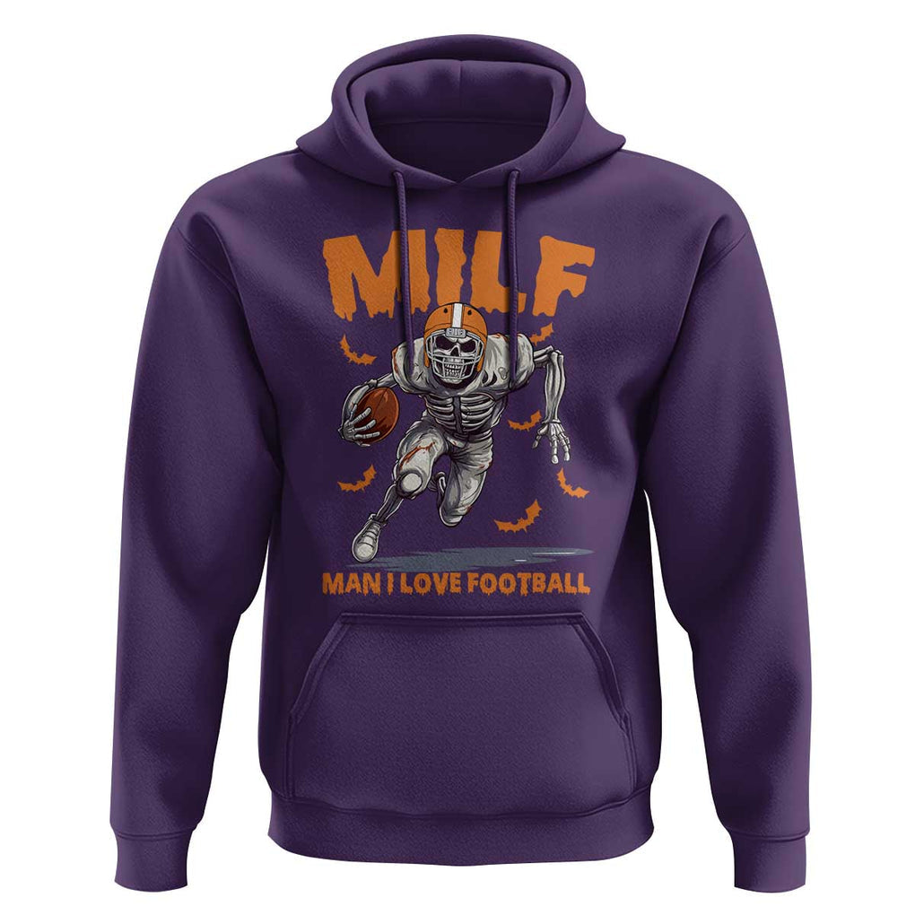 Funny Football Lover Hoodie MILF Man I Love Football Skeleton Player Bat TS11 Purple Print Your Wear