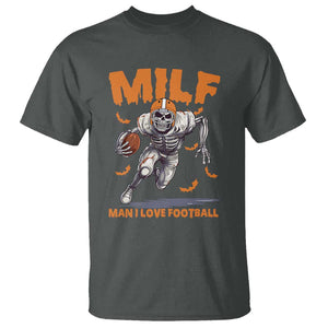 Funny Football Lover T Shirt MILF Man I Love Football Skeleton Player Bat TS11 Dark Heather Print Your Wear