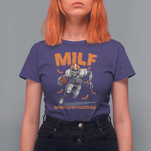 Funny Football Lover T Shirt For Women MILF Man I Love Football Skeleton Player Bat TS11 Purple Print Your Wear