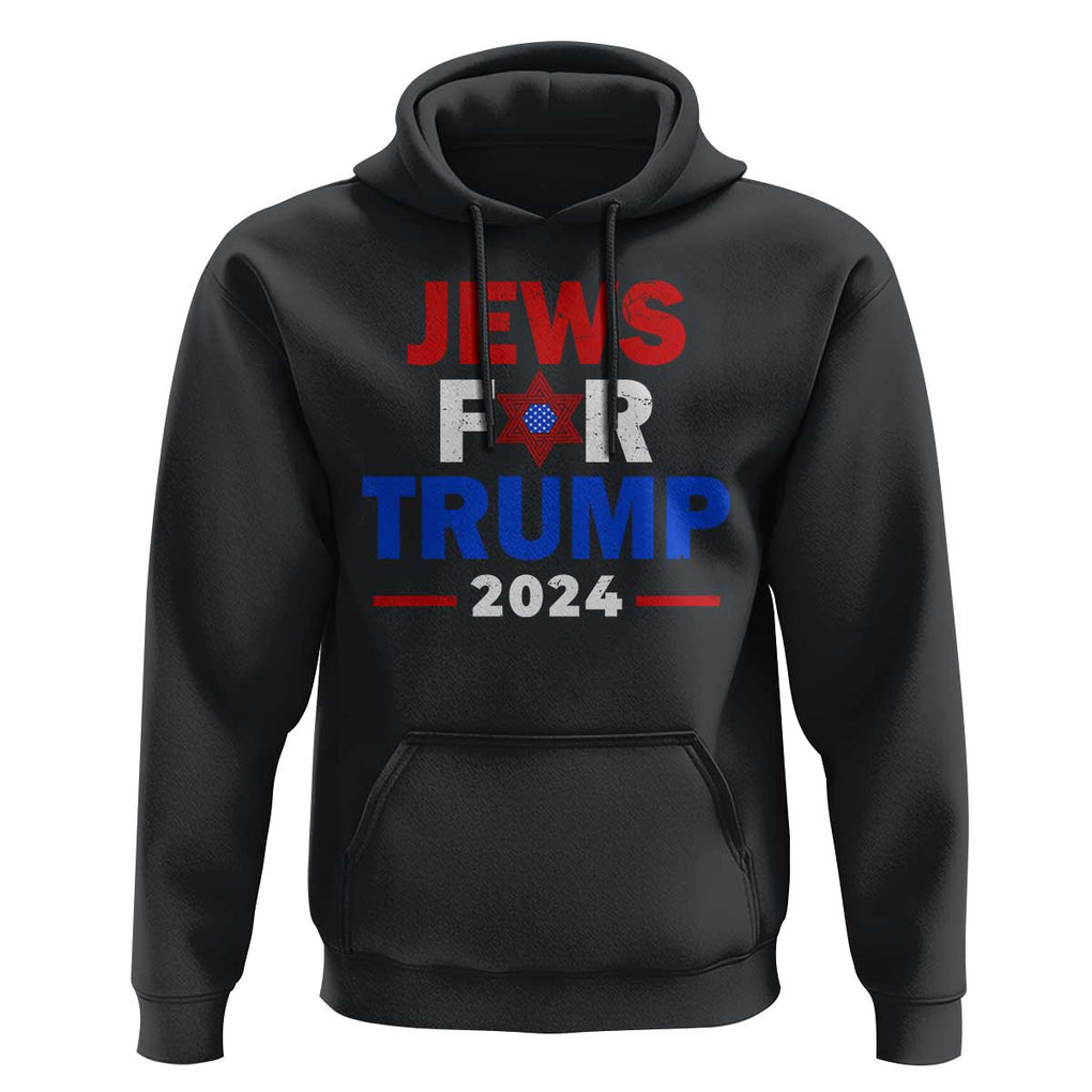 Jews for Trump 2024 Hoodie Hebrew Trump Supporter Star of David TS11 Black Print Your Wear