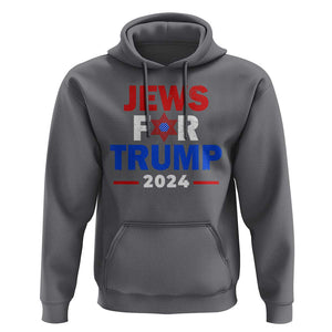 Jews for Trump 2024 Hoodie Hebrew Trump Supporter Star of David TS11 Charcoal Print Your Wear