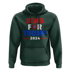 Jews for Trump 2024 Hoodie Hebrew Trump Supporter Star of David TS11 Dark Forest Green Print Your Wear