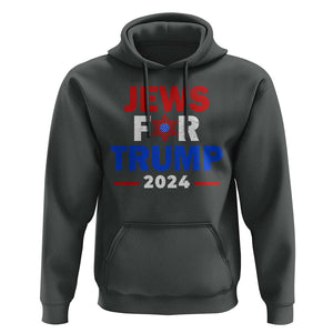 Jews for Trump 2024 Hoodie Hebrew Trump Supporter Star of David TS11 Dark Heather Print Your Wear