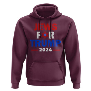 Jews for Trump 2024 Hoodie Hebrew Trump Supporter Star of David TS11 Maroon Print Your Wear