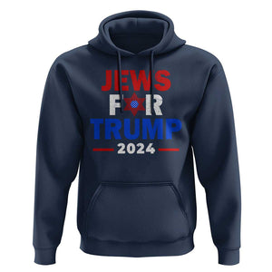 Jews for Trump 2024 Hoodie Hebrew Trump Supporter Star of David TS11 Navy Print Your Wear