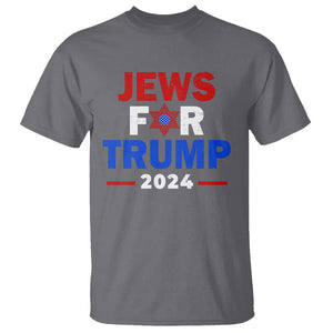 Jews for Trump 2024 T Shirt Hebrew Trump Supporter Star of David TS11 Charcoal Print Your Wear