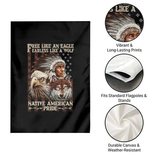 Native American Pride Garden Flag Free Like An Eagle Fearless Like A Wolf Vintage Flag TS11 Print Your Wear