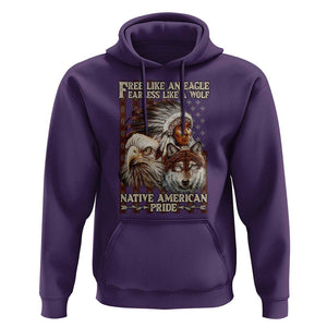 Native American Pride Hoodie Free Like An Eagle Fearless Like A Wolf Vintage Flag TS11 Purple Print Your Wear