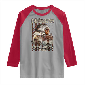 Native American Pride Raglan Shirt Free Like An Eagle Fearless Like A Wolf Vintage Flag TS11 Sport Gray Red Print Your Wear