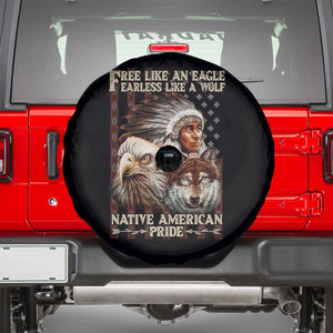 Native American Pride Spare Tire Cover Free Like An Eagle Fearless Like A Wolf Vintage Flag TS11 Black Print Your Wear
