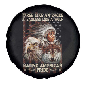 Native American Pride Spare Tire Cover Free Like An Eagle Fearless Like A Wolf Vintage Flag TS11 Print Your Wear