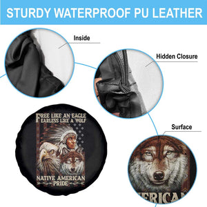 Native American Pride Spare Tire Cover Free Like An Eagle Fearless Like A Wolf Vintage Flag TS11 Print Your Wear