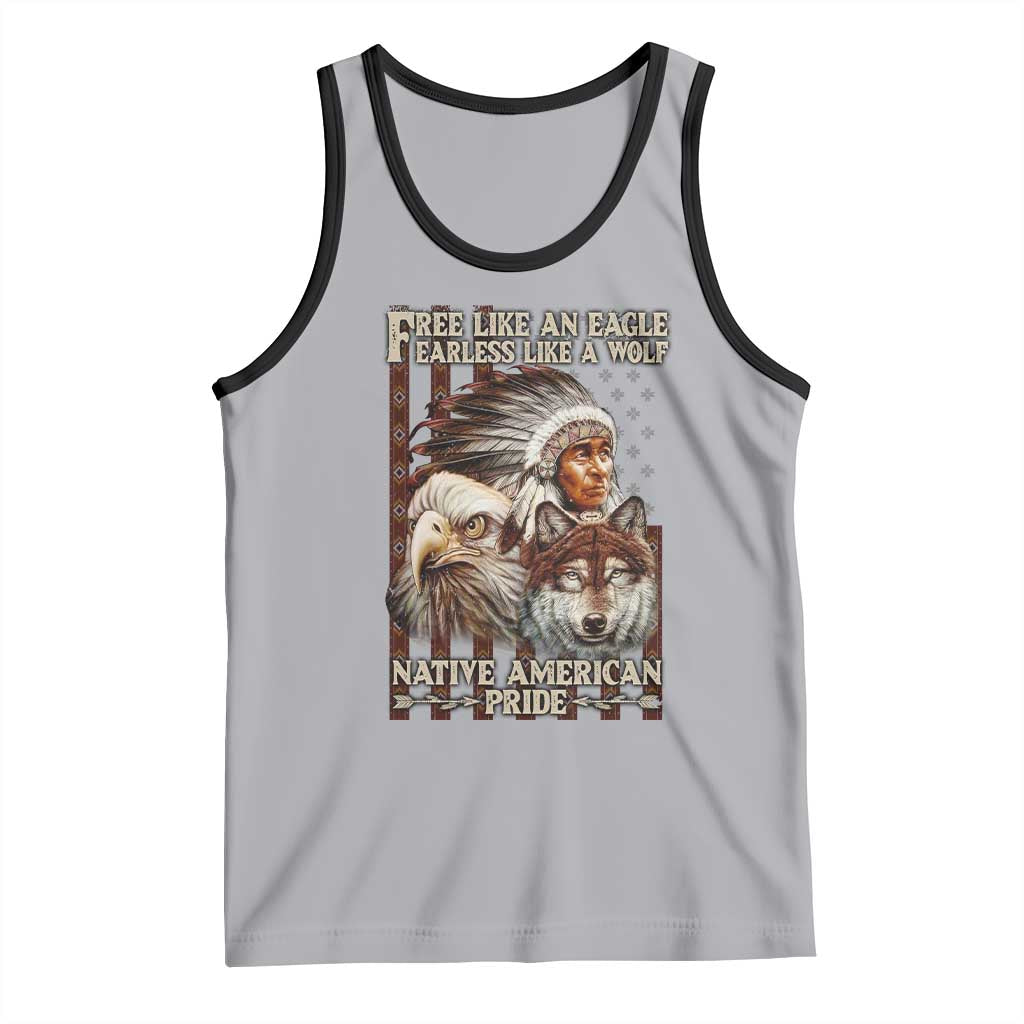 Native American Pride Tank Top Free Like An Eagle Fearless Like A Wolf Vintage Flag TS11 Athletic Heather Black Print Your Wear