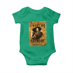 Pancho Villa Baby Onesie I Want You Gringo Fight In The Mexican Revolution TS11 Irish Green Print Your Wear