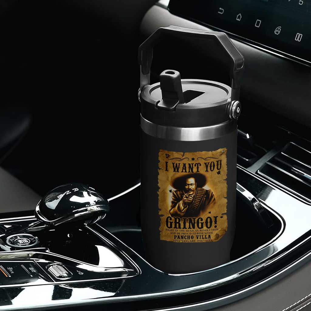 Pancho Villa Flip Straw Tumbler I Want You Gringo Fight In The Mexican Revolution TS11 Print Your Wear
