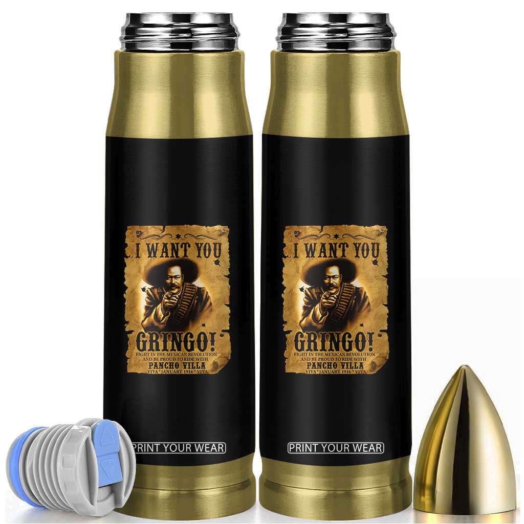 Pancho Villa Bullet Tumbler I Want You Gringo Fight In The Mexican Revolution TS11 Black Print Your Wear