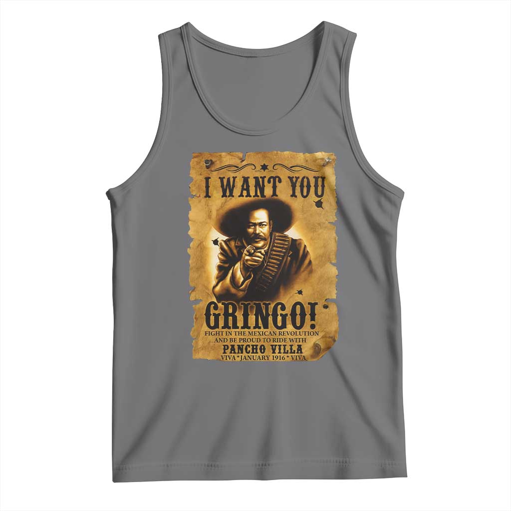 Pancho Villa Tank Top I Want You Gringo Fight In The Mexican Revolution TS11 Black Heather Print Your Wear