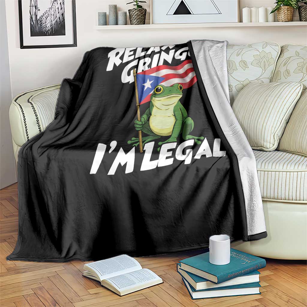 Funny Relax Gringo I Am Legal Throw Blanket Puerto Rico Flag Coqui Frog TS11 Print Your Wear