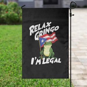Funny Relax Gringo I Am Legal Garden Flag Puerto Rico Flag Coqui Frog TS11 Print Your Wear
