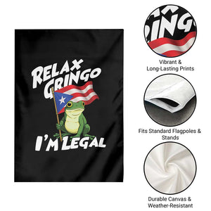Funny Relax Gringo I Am Legal Garden Flag Puerto Rico Flag Coqui Frog TS11 Print Your Wear