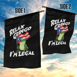 Funny Relax Gringo I Am Legal Garden Flag Puerto Rico Flag Coqui Frog TS11 Print Your Wear