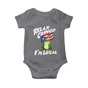 Funny Relax Gringo I Am Legal Baby Onesie Puerto Rico Flag Coqui Frog TS11 Charcoal Print Your Wear