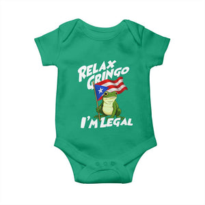 Funny Relax Gringo I Am Legal Baby Onesie Puerto Rico Flag Coqui Frog TS11 Irish Green Print Your Wear