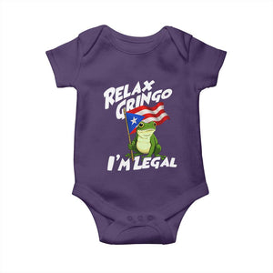 Funny Relax Gringo I Am Legal Baby Onesie Puerto Rico Flag Coqui Frog TS11 Purple Print Your Wear