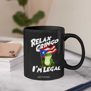 Funny Relax Gringo I Am Legal Coffee Mug Puerto Rico Flag Coqui Frog TS11 Print Your Wear