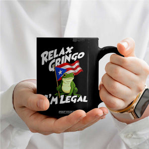 Funny Relax Gringo I Am Legal Coffee Mug Puerto Rico Flag Coqui Frog TS11 Print Your Wear