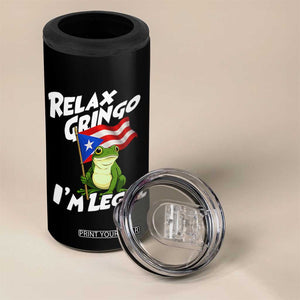 Funny Relax Gringo I Am Legal 4 in 1 Can Cooler Tumbler Puerto Rico Flag Coqui Frog TS11 Print Your Wear