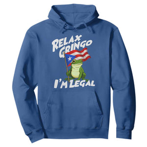 Funny Relax Gringo I Am Legal Hoodie Puerto Rico Flag Coqui Frog TS11 Royal Blue Print Your Wear