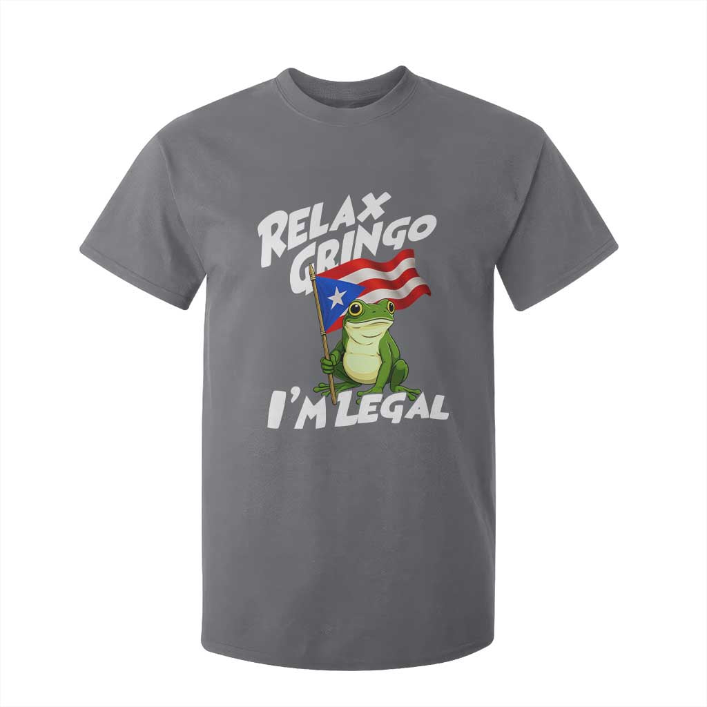Funny Relax Gringo I Am Legal T Shirt For Kid Puerto Rico Flag Coqui Frog TS11 Charcoal Print Your Wear