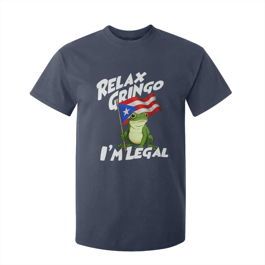 Funny Relax Gringo I Am Legal T Shirt For Kid Puerto Rico Flag Coqui Frog TS11 Navy Print Your Wear