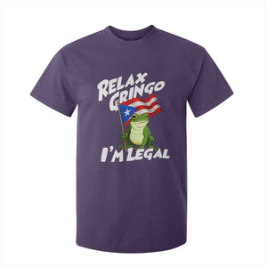 Funny Relax Gringo I Am Legal T Shirt For Kid Puerto Rico Flag Coqui Frog TS11 Purple Print Your Wear