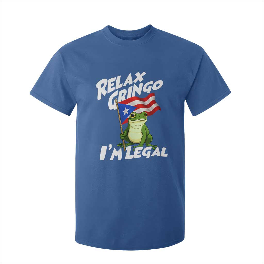 Funny Relax Gringo I Am Legal T Shirt For Kid Puerto Rico Flag Coqui Frog TS11 Royal Blue Print Your Wear