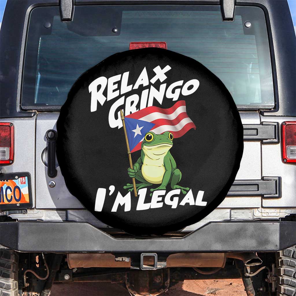 Funny Relax Gringo I Am Legal Spare Tire Cover Puerto Rico Flag Coqui Frog TS11 No hole Black Print Your Wear