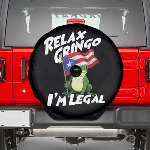 Funny Relax Gringo I Am Legal Spare Tire Cover Puerto Rico Flag Coqui Frog TS11 Black Print Your Wear